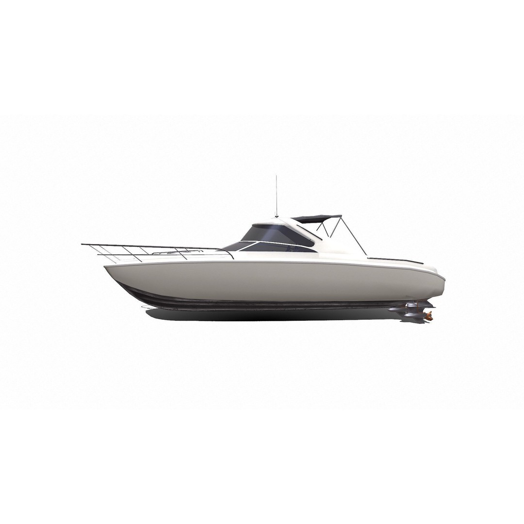 Speedboat 3D Model – Low Poly PBR Game Asset, FBX, OBJ - View 4