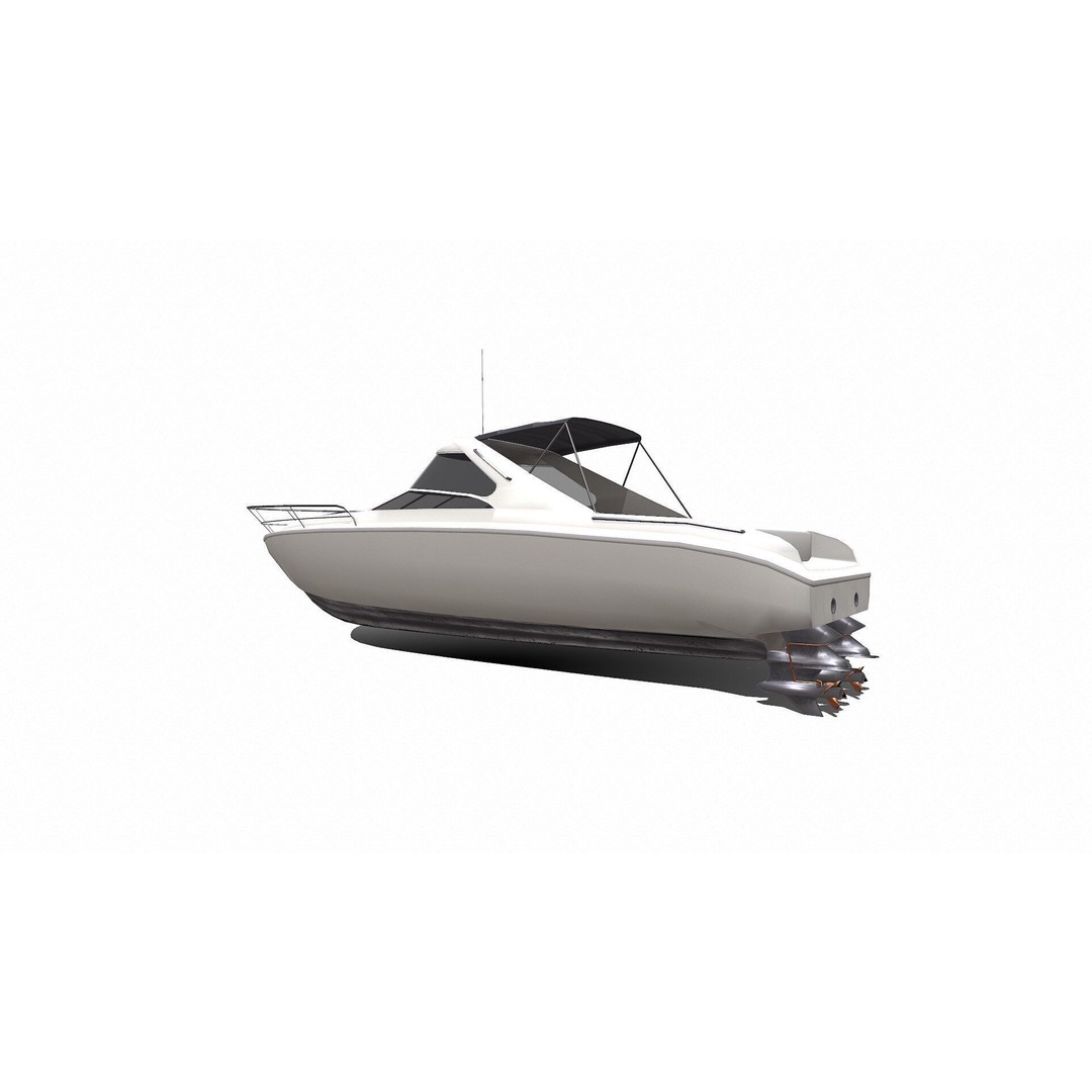 Speedboat 3D Model – Low Poly PBR Game Asset, FBX, OBJ - View 6