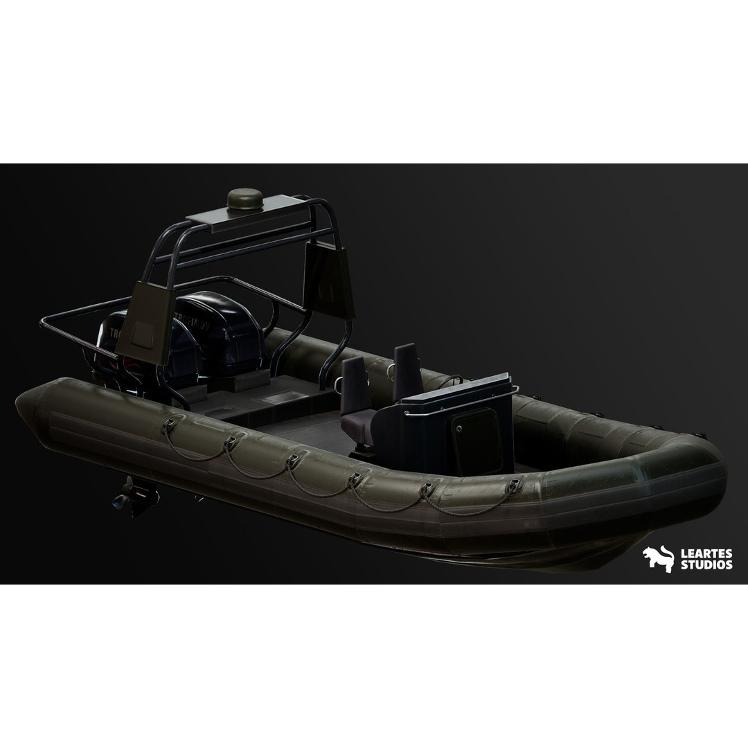 Military Boat 3D Model – Rigged Low-Poly PBR Asset for Unreal