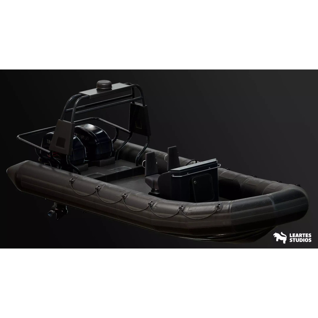 Military Boat 3D Model – Rigged Low-Poly PBR Asset for Unreal - View 2
