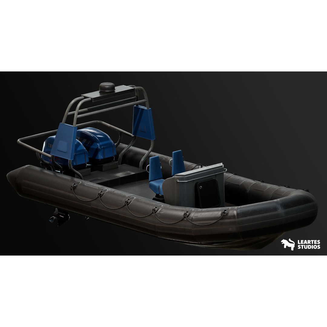 Military Boat 3D Model – Rigged Low-Poly PBR Asset for Unreal - View 3
