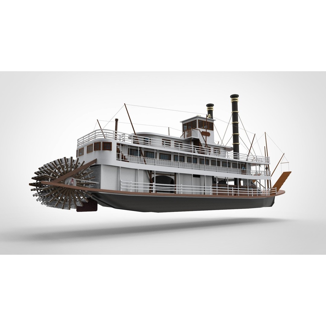Paddle Steamer 3D Model – Historic Vessel with Steam Propulsion - View 4
