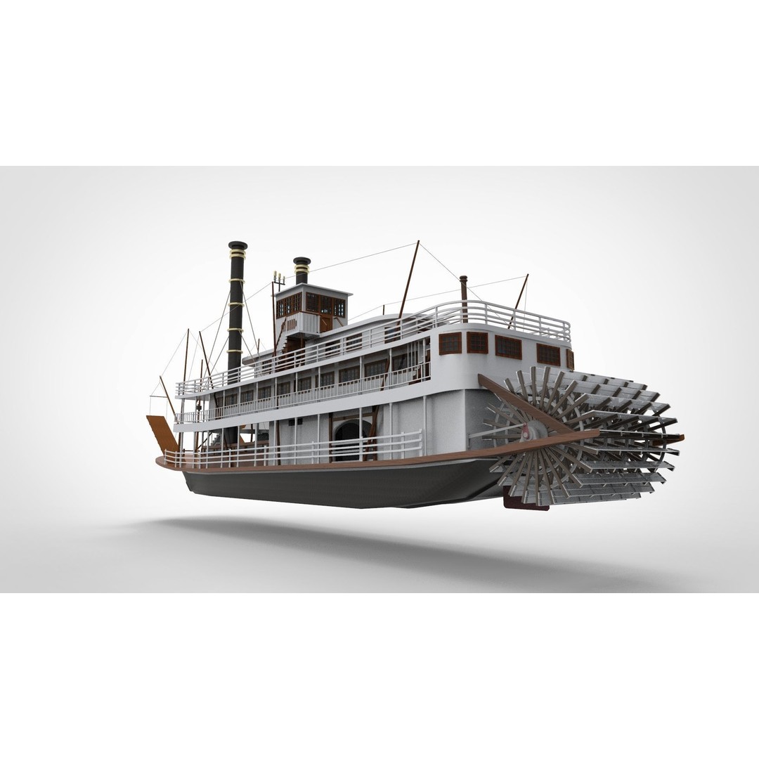 Paddle Steamer 3D Model – Historic Vessel with Steam Propulsion - View 5