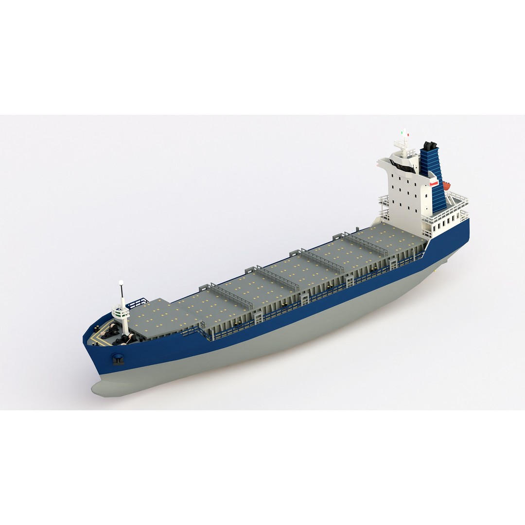 Feeder Ship 3D Model – Low Poly Industrial Watercraft, FBX - View 11