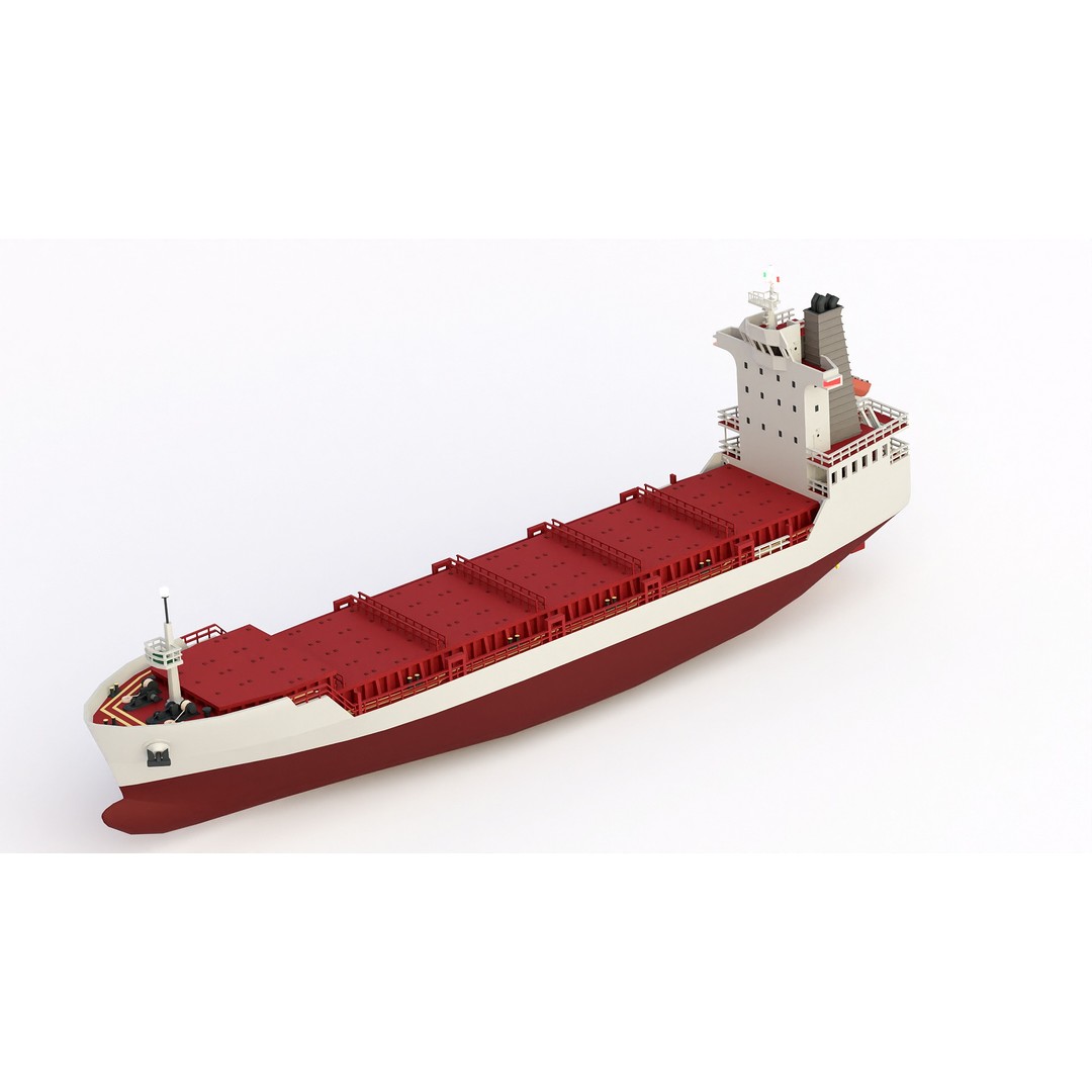 Feeder Ship 3D Model – Low Poly Industrial Watercraft, FBX - View 13