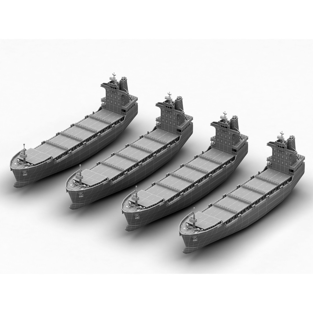 Feeder Ship 3D Model – Low Poly Industrial Watercraft, FBX - View 14