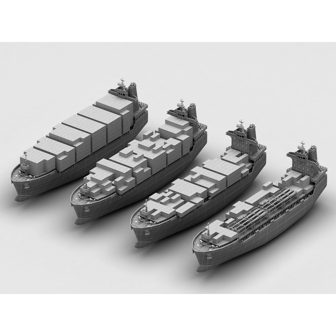 Feeder Ship 3D Model – Low Poly Industrial Watercraft, FBX - View 15