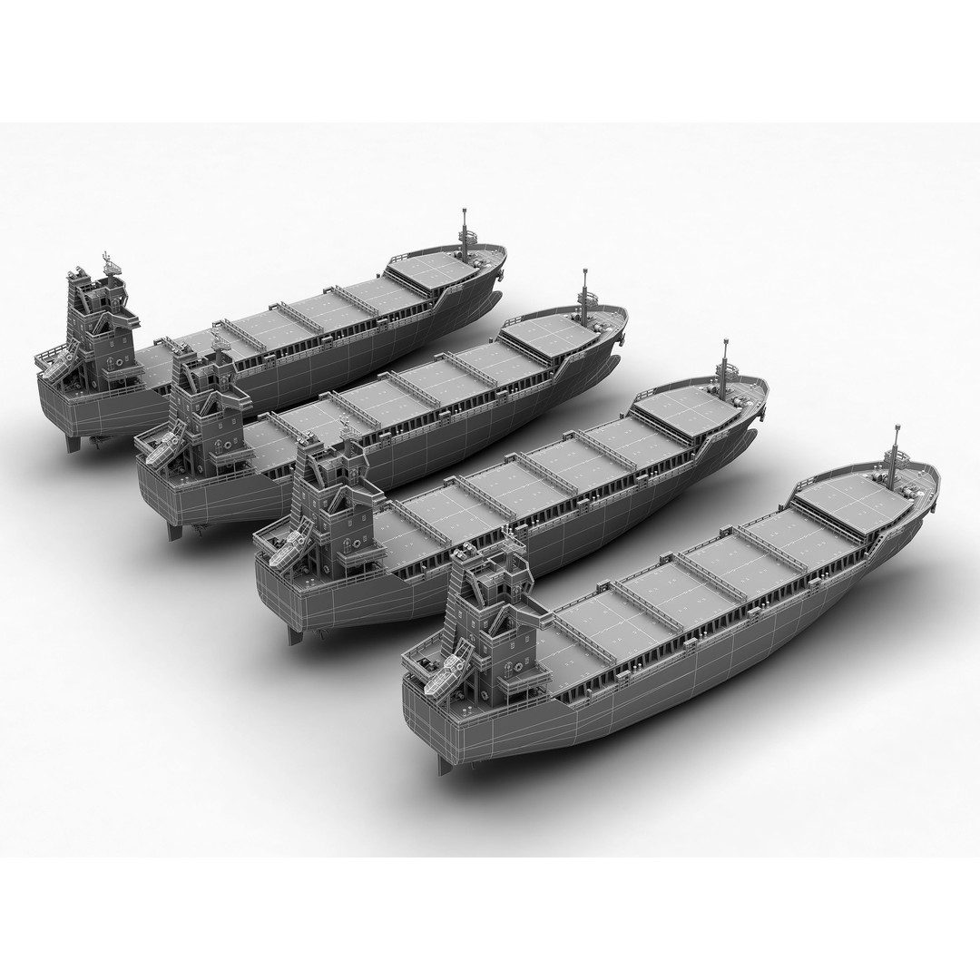 Feeder Ship 3D Model – Low Poly Industrial Watercraft, FBX - View 17