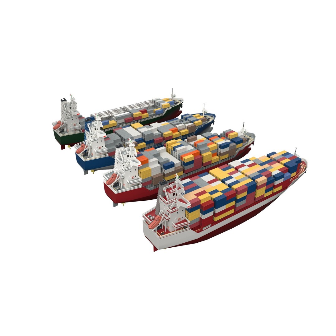 Feeder Ship 3D Model – Low Poly Industrial Watercraft, FBX - View 4