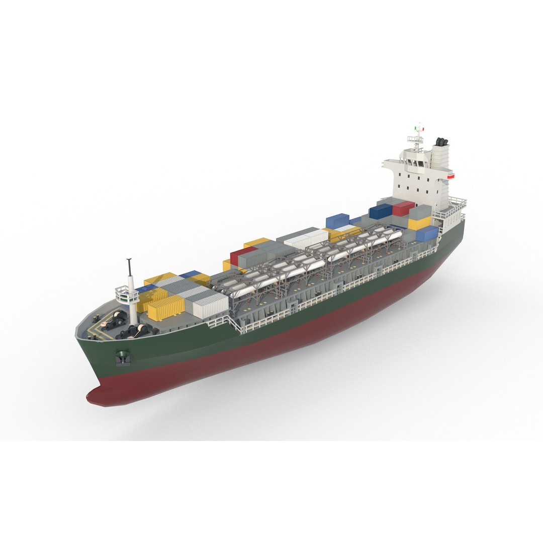 Feeder Ship 3D Model – Low Poly Industrial Watercraft, FBX - View 6