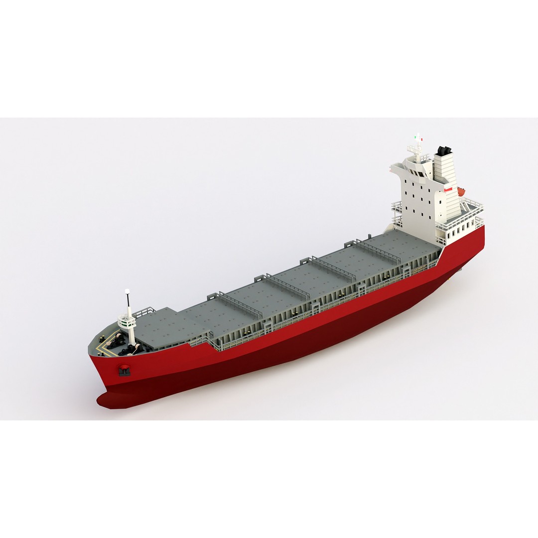 Feeder Ship 3D Model – Low Poly Industrial Watercraft, FBX - View 8