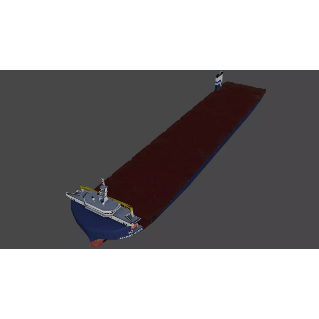 Heavy Deck Carrier KING ONE 3D Model – Low Poly Industrial Vessel, FBX