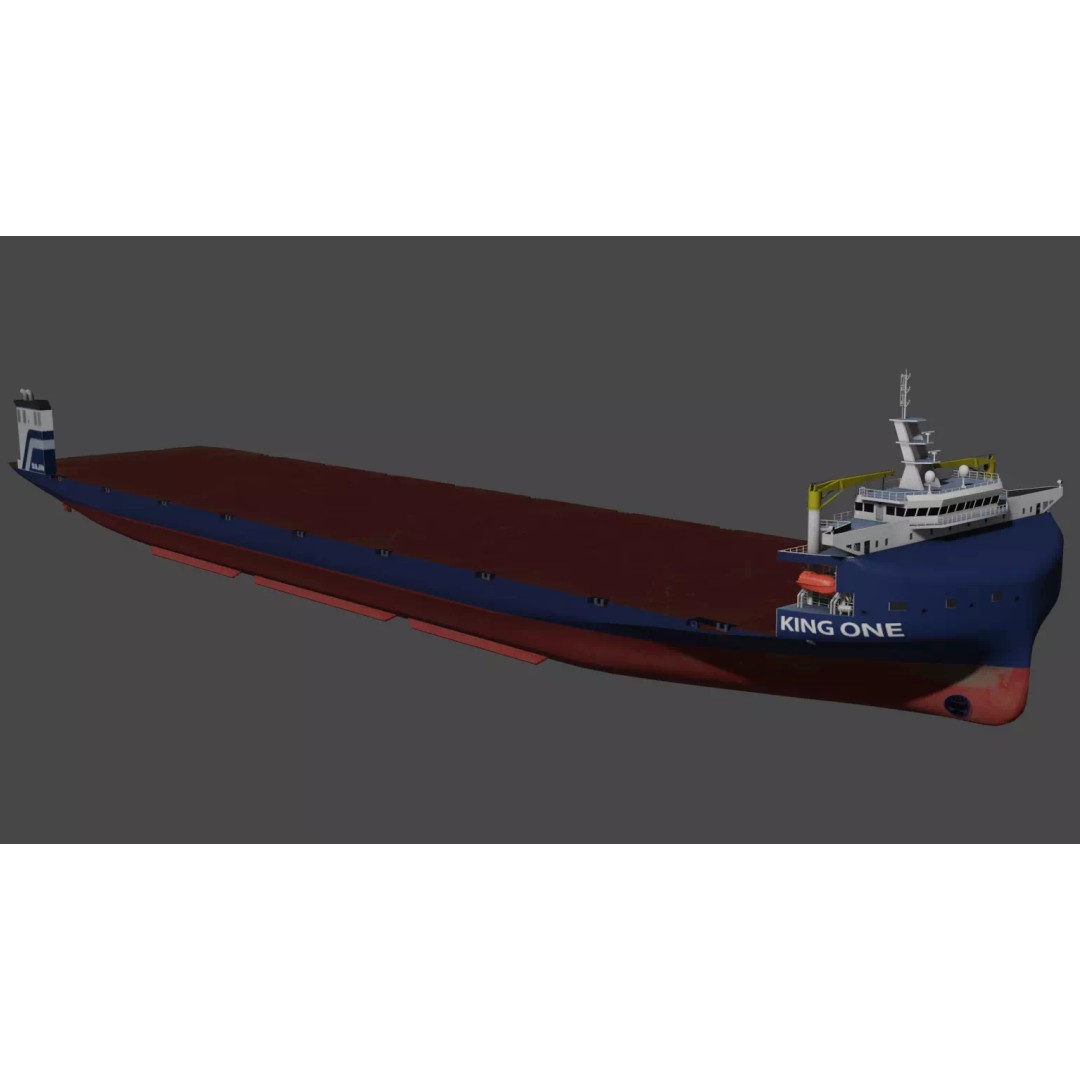 Heavy Deck Carrier KING ONE 3D Model – Low Poly Industrial Vessel, FBX - View 2