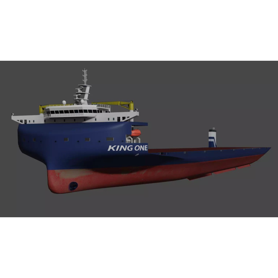Heavy Deck Carrier KING ONE 3D Model – Low Poly Industrial Vessel, FBX - View 3