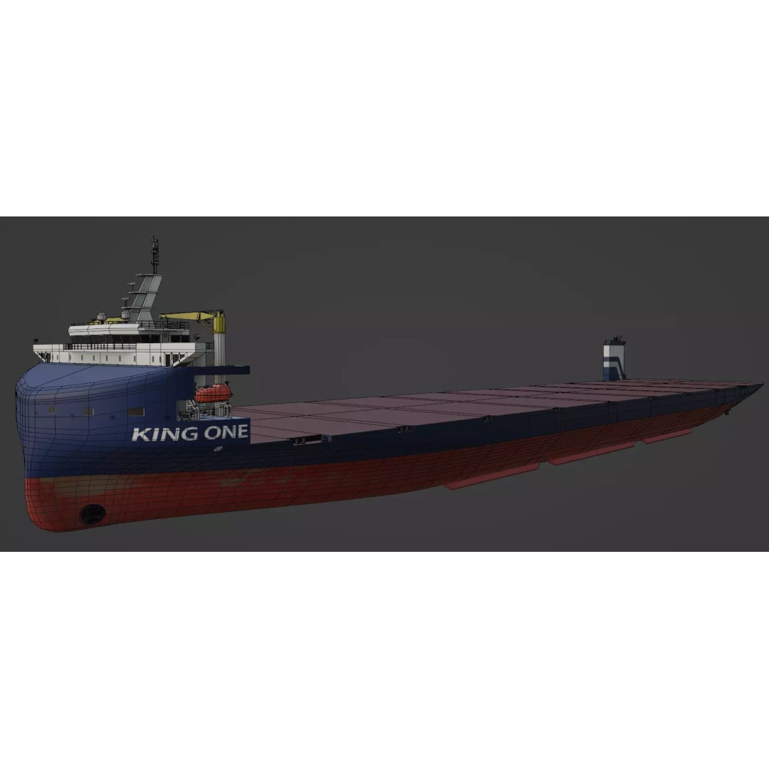 Heavy Deck Carrier KING ONE 3D Model – Low Poly Industrial Vessel, FBX - View 4