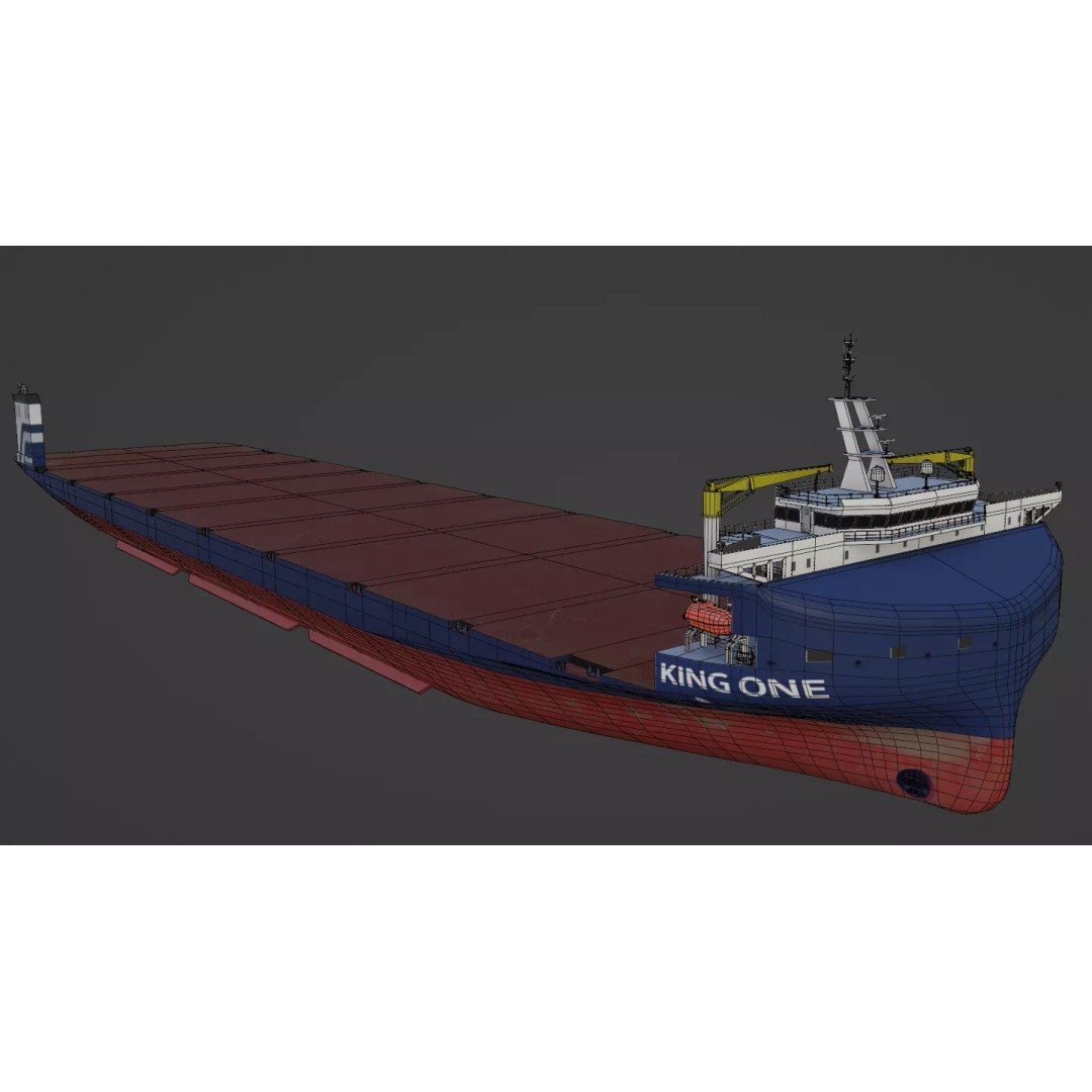 Heavy Deck Carrier KING ONE 3D Model – Low Poly Industrial Vessel, FBX - View 5