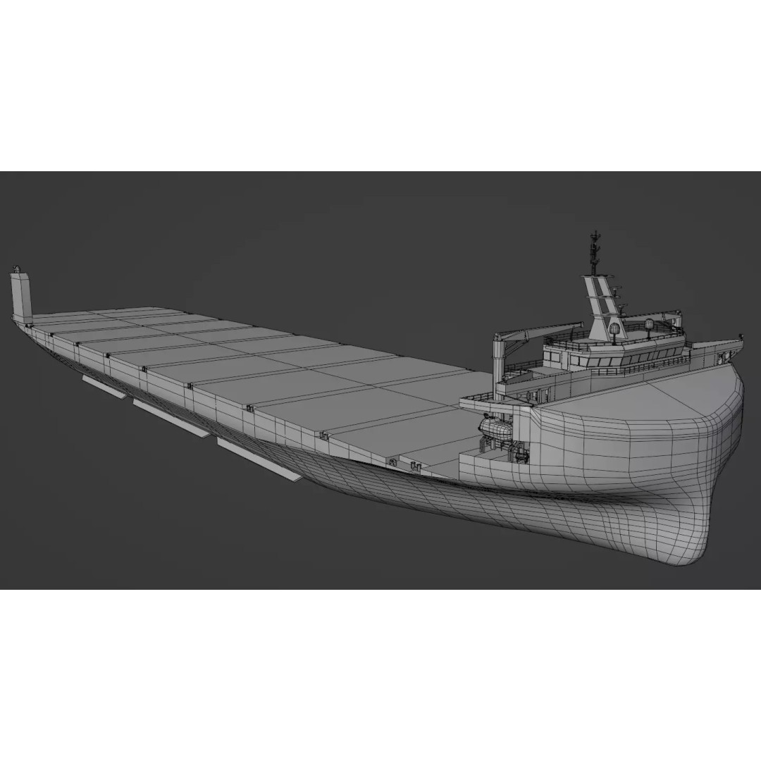 Heavy Deck Carrier KING ONE 3D Model – Low Poly Industrial Vessel, FBX - View 6