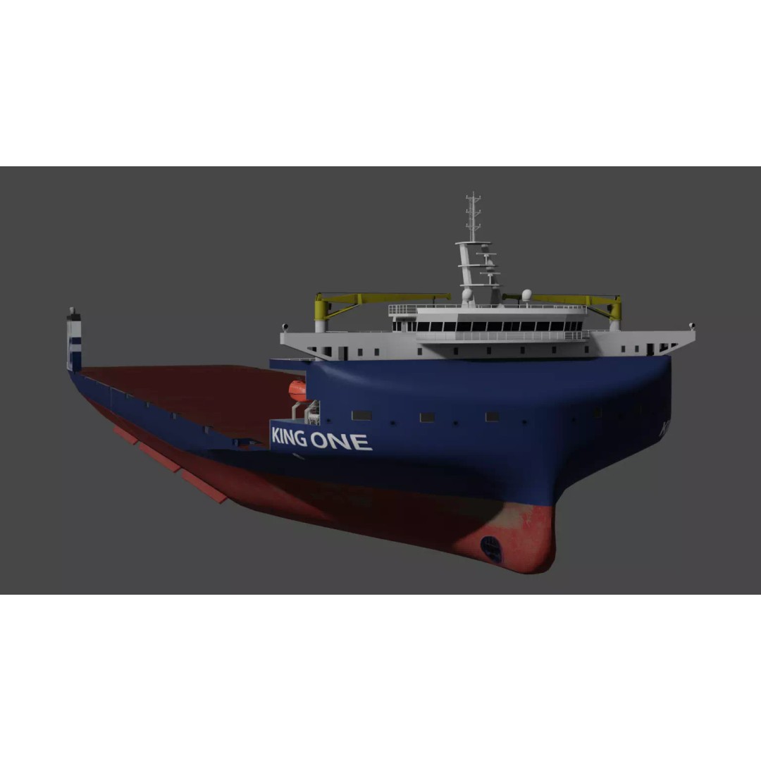 Heavy Deck Carrier KING ONE 3D Model – Low Poly Industrial Vessel, FBX - View 8