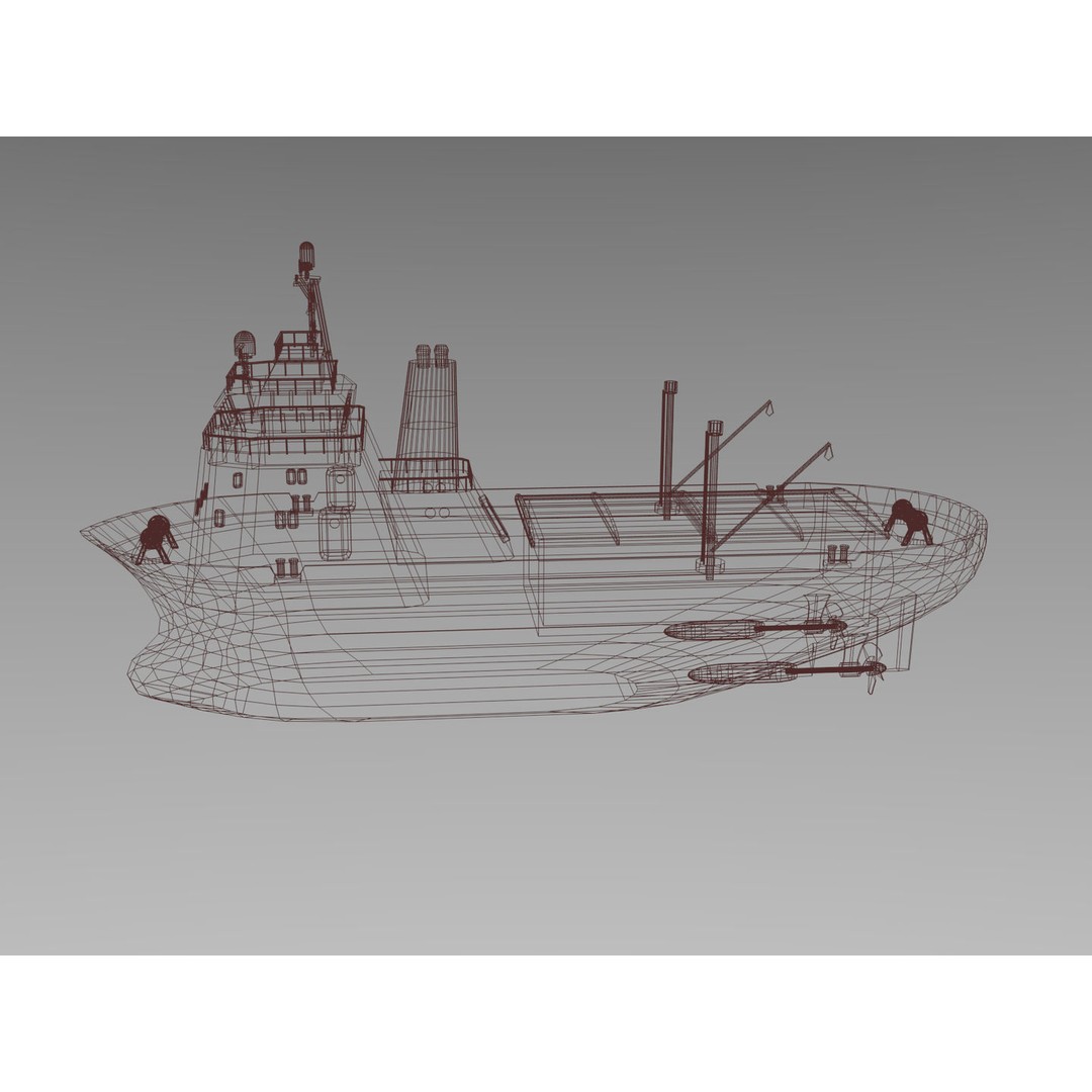 Cartoon Cargo Ship 3D Model – Low Poly Industrial Watercraft, Blender