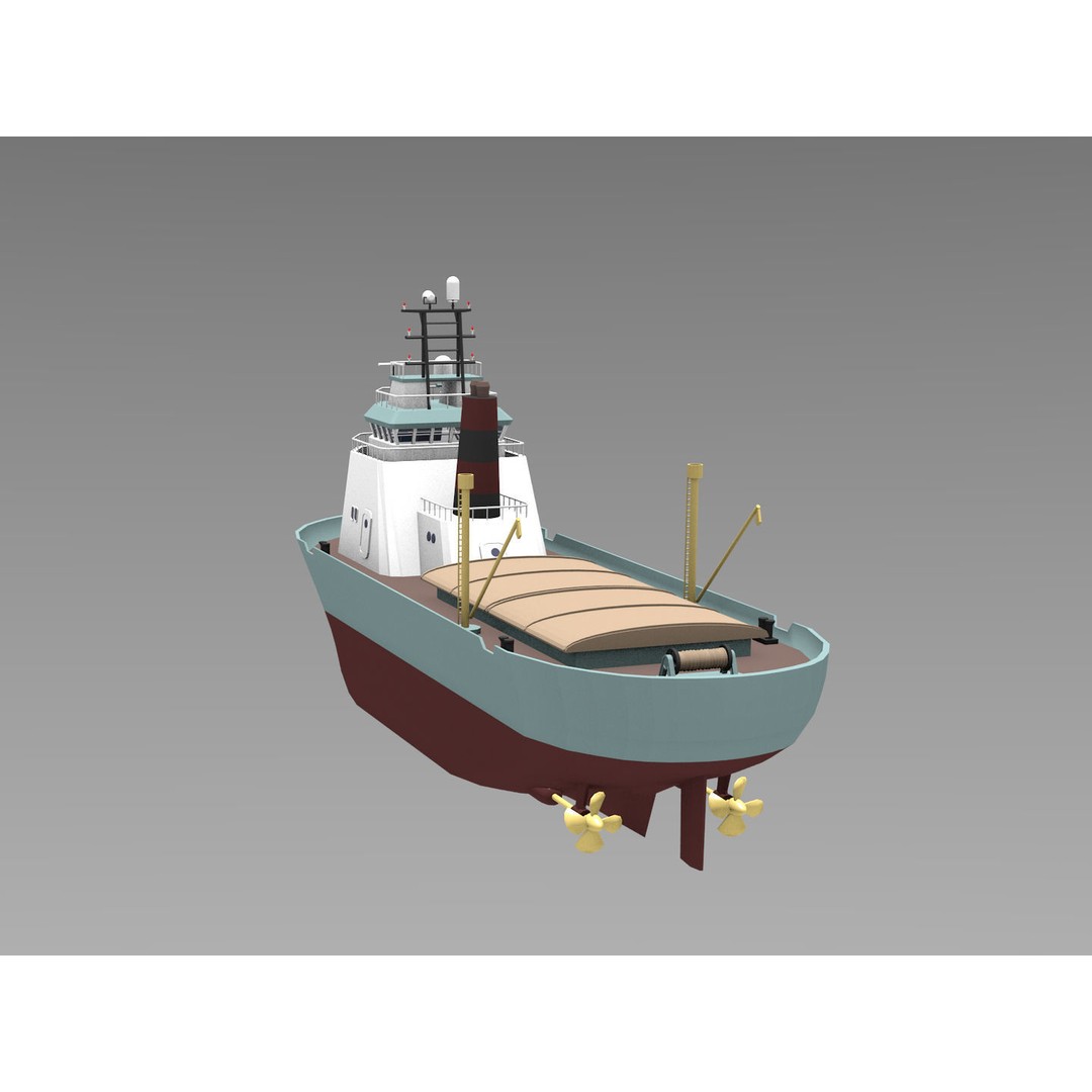 Cartoon Cargo Ship 3D Model – Low Poly Industrial Watercraft, Blender - View 4