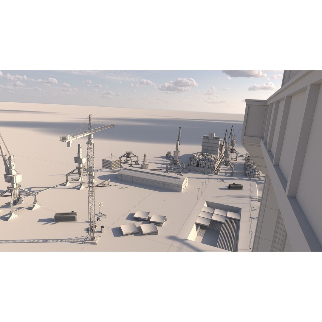 Commercial Harbor 3D Model – Highly Detailed Port Environment, FBX - View 10
