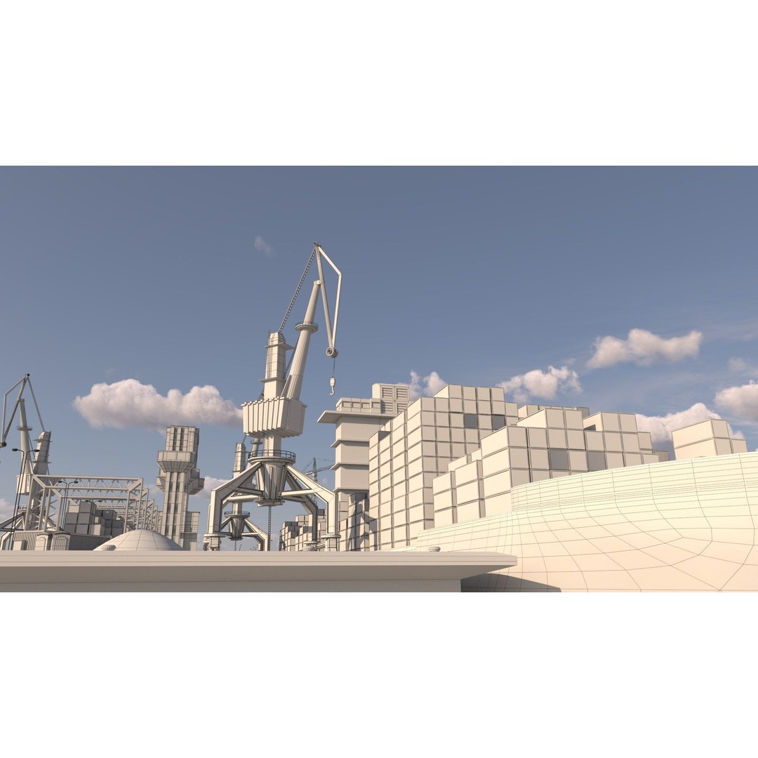 Commercial Harbor 3D Model – Highly Detailed Port Environment, FBX - View 11