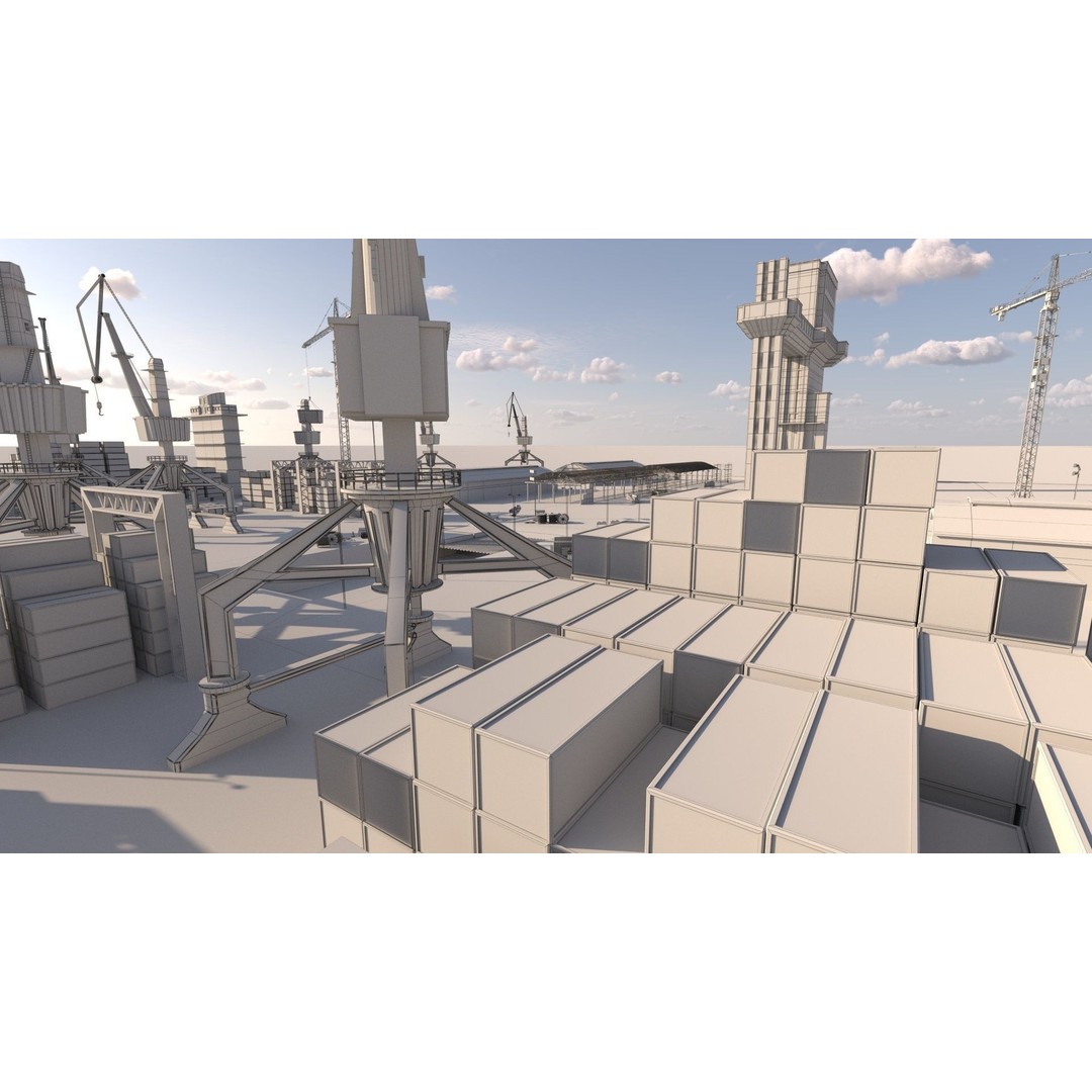 Commercial Harbor 3D Model – Highly Detailed Port Environment, FBX - View 13