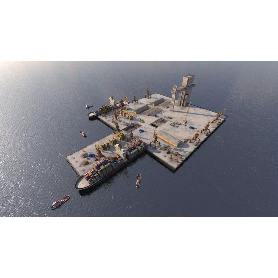 Commercial Harbor 3D Model – Highly Detailed Port Environment, FBX - View 2