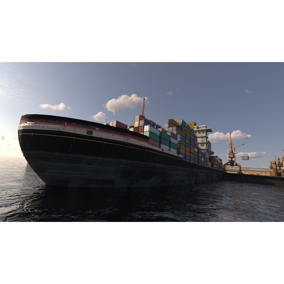 Commercial Harbor 3D Model – Highly Detailed Port Environment, FBX - View 3