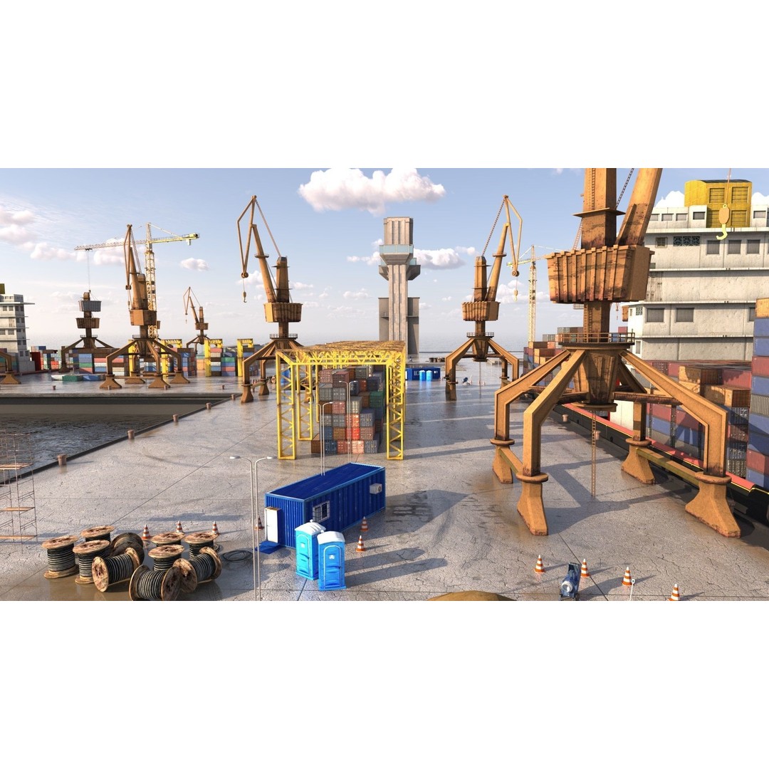 Commercial Harbor 3D Model – Highly Detailed Port Environment, FBX - View 6