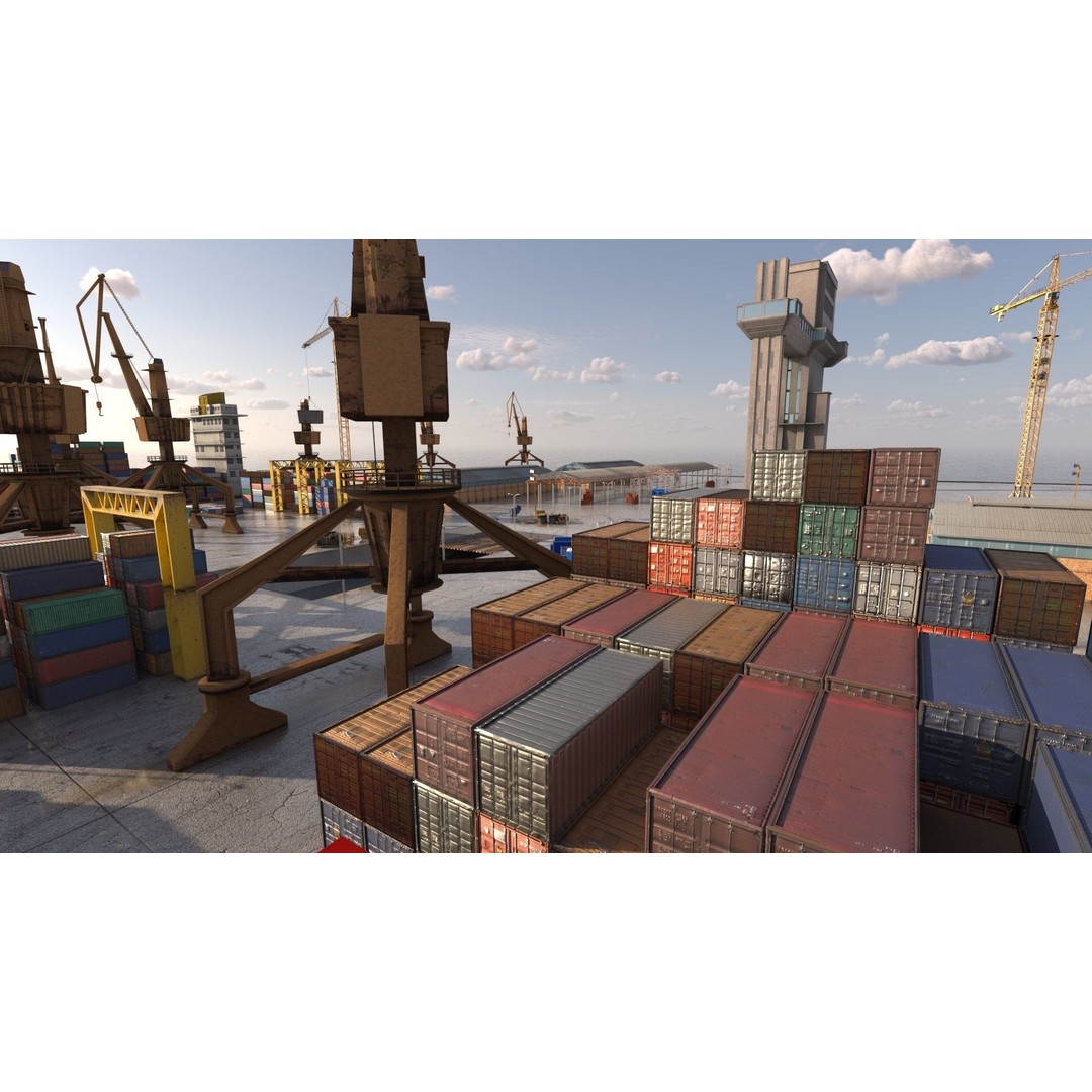 Commercial Harbor 3D Model – Highly Detailed Port Environment, FBX - View 7