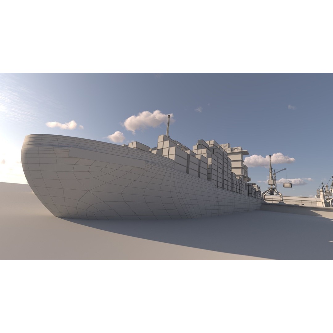 Commercial Harbor 3D Model – Highly Detailed Port Environment, FBX - View 9