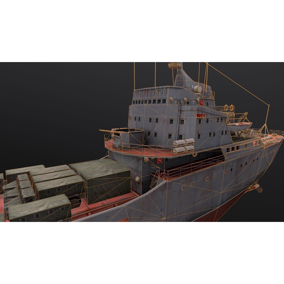 Alligator-Class Landing Ship 3D Model – Low Poly Game Asset, FBX