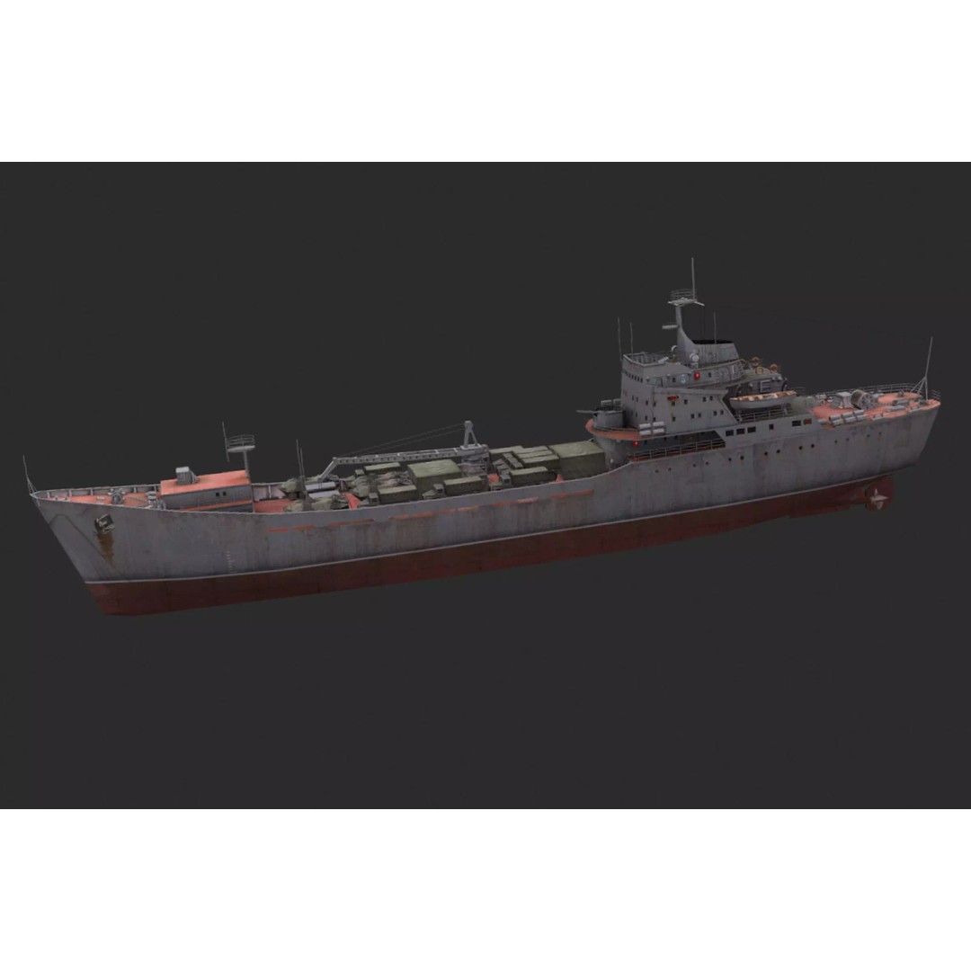 Alligator-Class Landing Ship 3D Model – Low Poly Game Asset, FBX - View 2