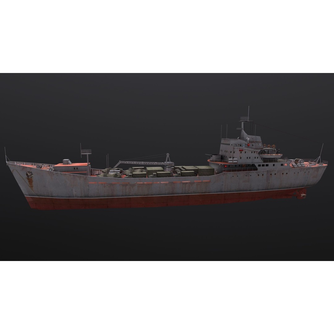 Alligator-Class Landing Ship 3D Model – Low Poly Game Asset, FBX - View 3