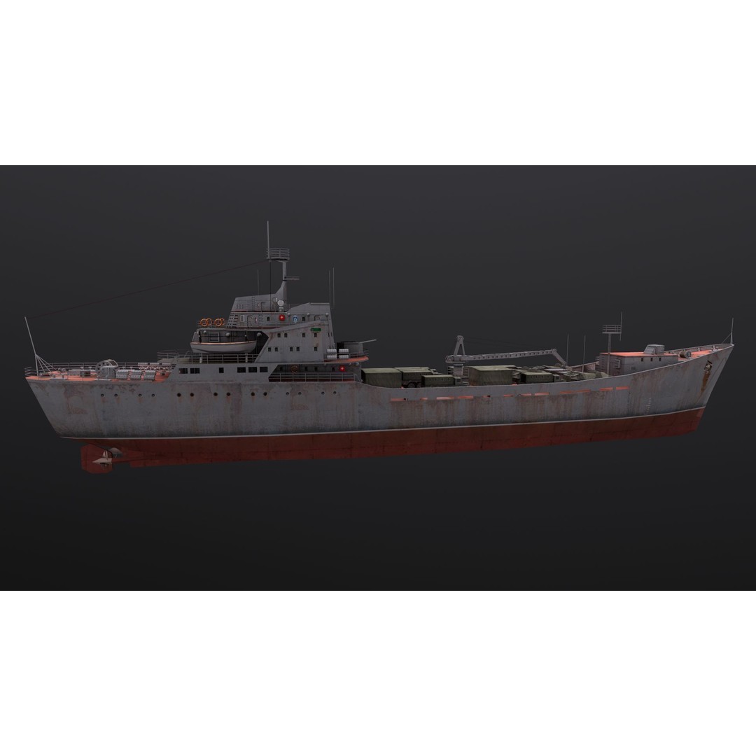 Alligator-Class Landing Ship 3D Model – Low Poly Game Asset, FBX - View 4