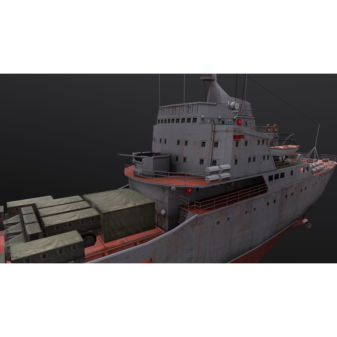 Alligator-Class Landing Ship 3D Model – Low Poly Game Asset, FBX - View 5