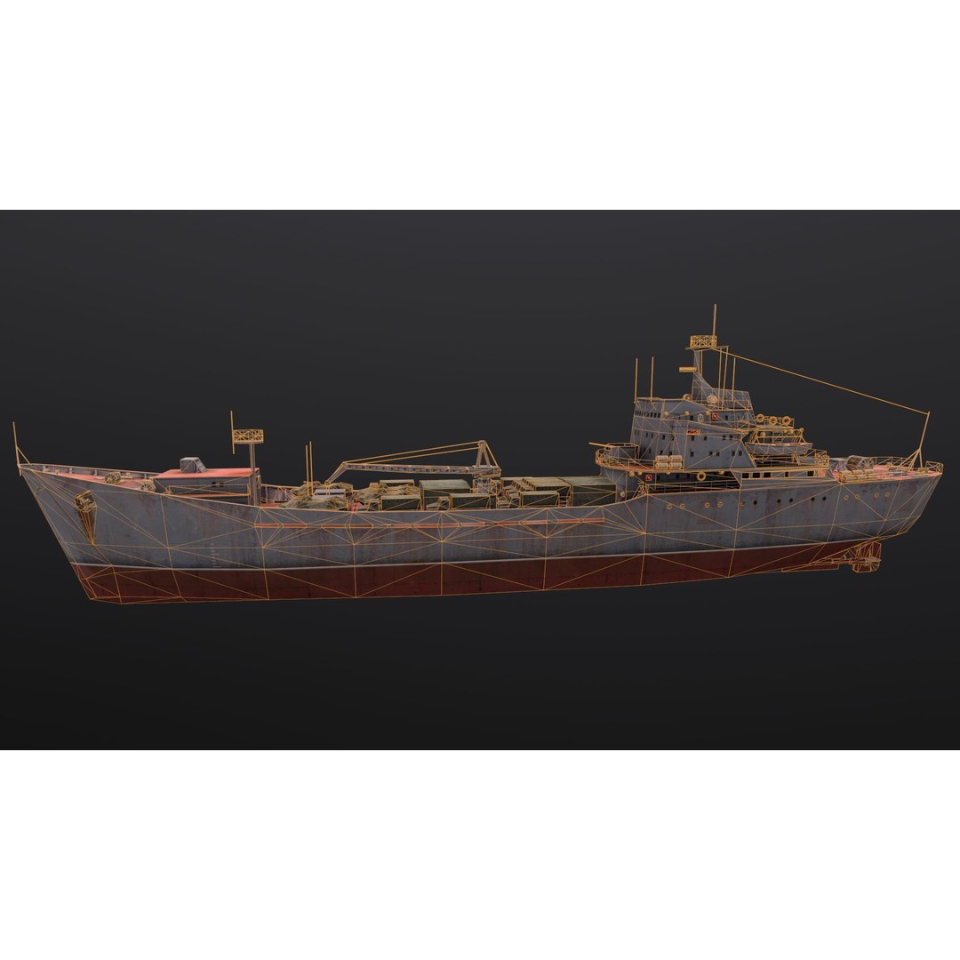 Alligator-Class Landing Ship 3D Model – Low Poly Game Asset, FBX - View 6