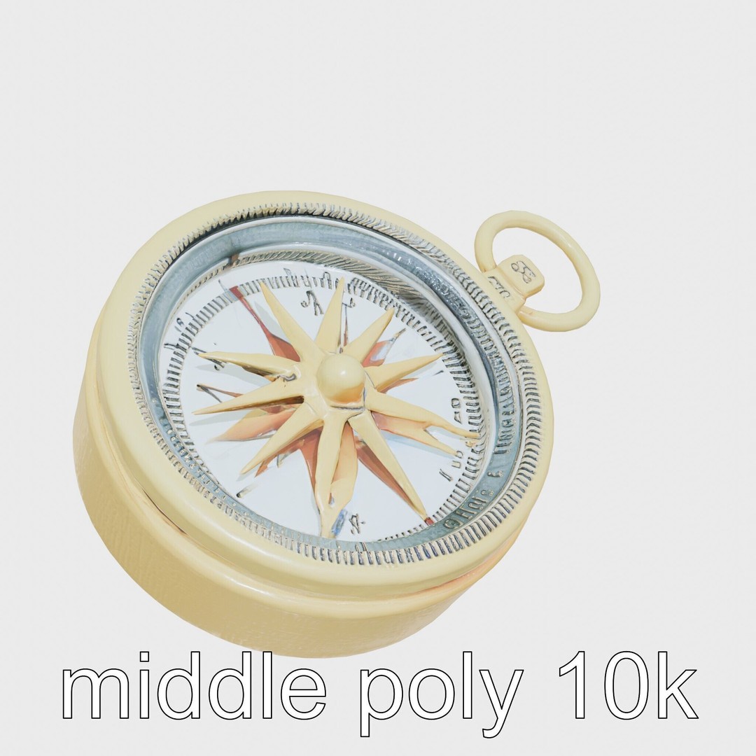 Elegant Brass Nautical Compass 3D Model – Low Poly PBR Asset, FBX - View 11