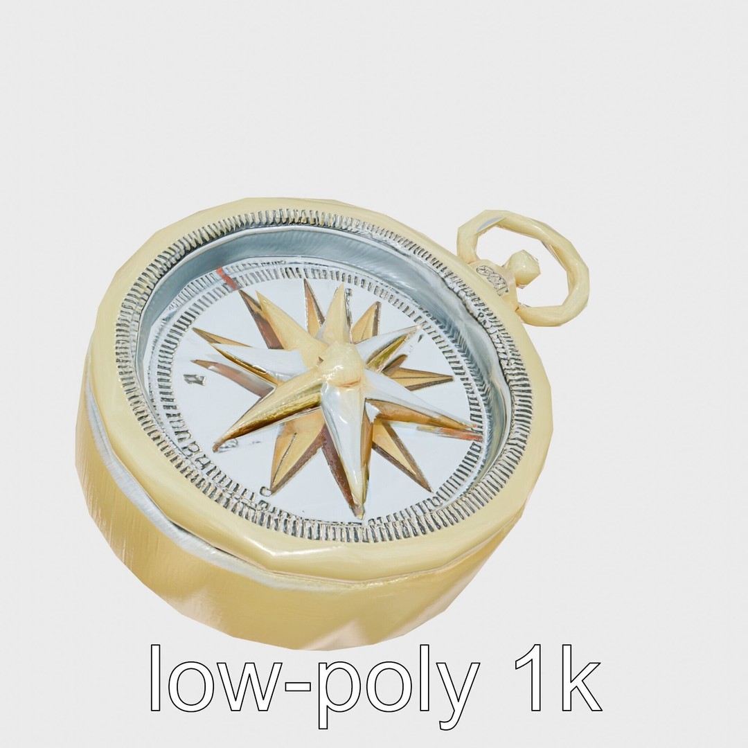 Elegant Brass Nautical Compass 3D Model – Low Poly PBR Asset, FBX - View 12