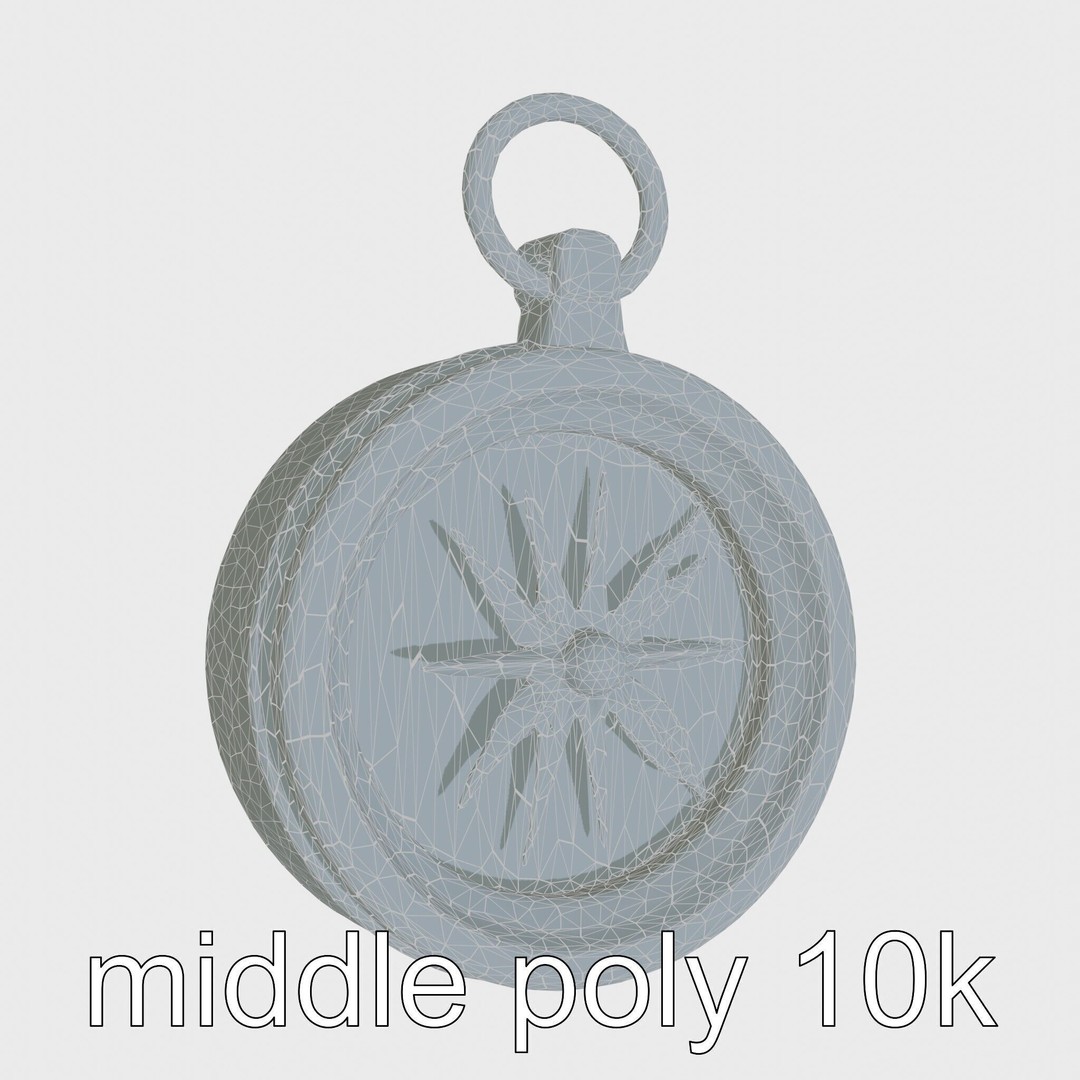 Elegant Brass Nautical Compass 3D Model – Low Poly PBR Asset, FBX - View 14