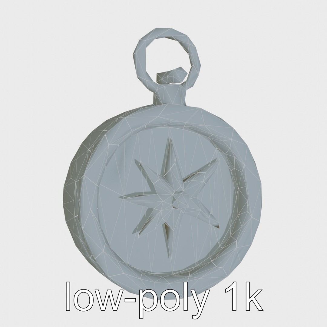 Elegant Brass Nautical Compass 3D Model – Low Poly PBR Asset, FBX - View 18