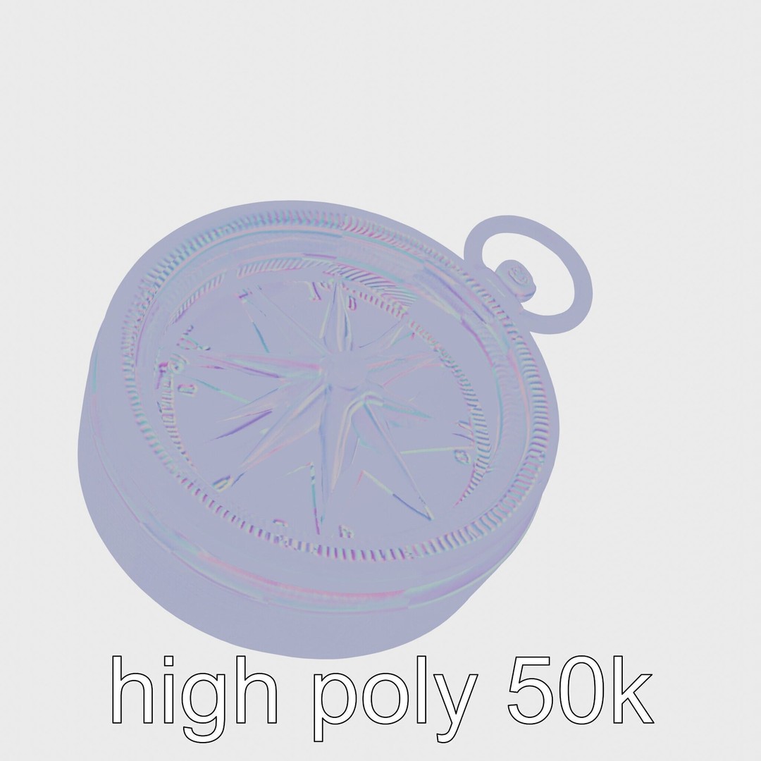 Elegant Brass Nautical Compass 3D Model – Low Poly PBR Asset, FBX - View 19