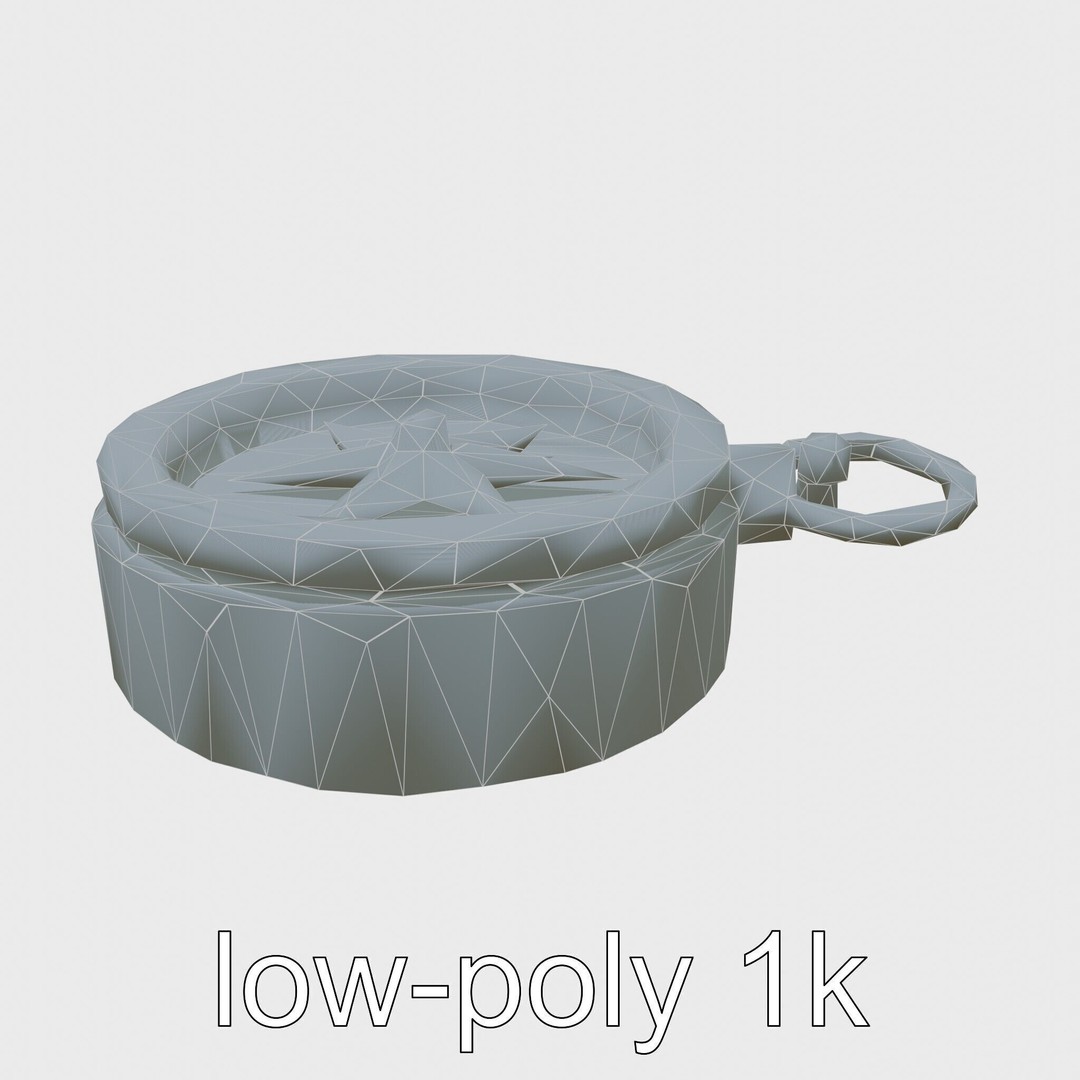 Elegant Brass Nautical Compass 3D Model – Low Poly PBR Asset, FBX - View 22