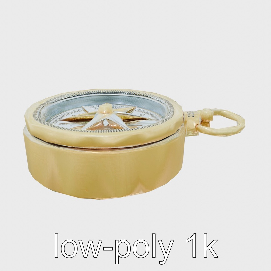 Elegant Brass Nautical Compass 3D Model – Low Poly PBR Asset, FBX - View 26