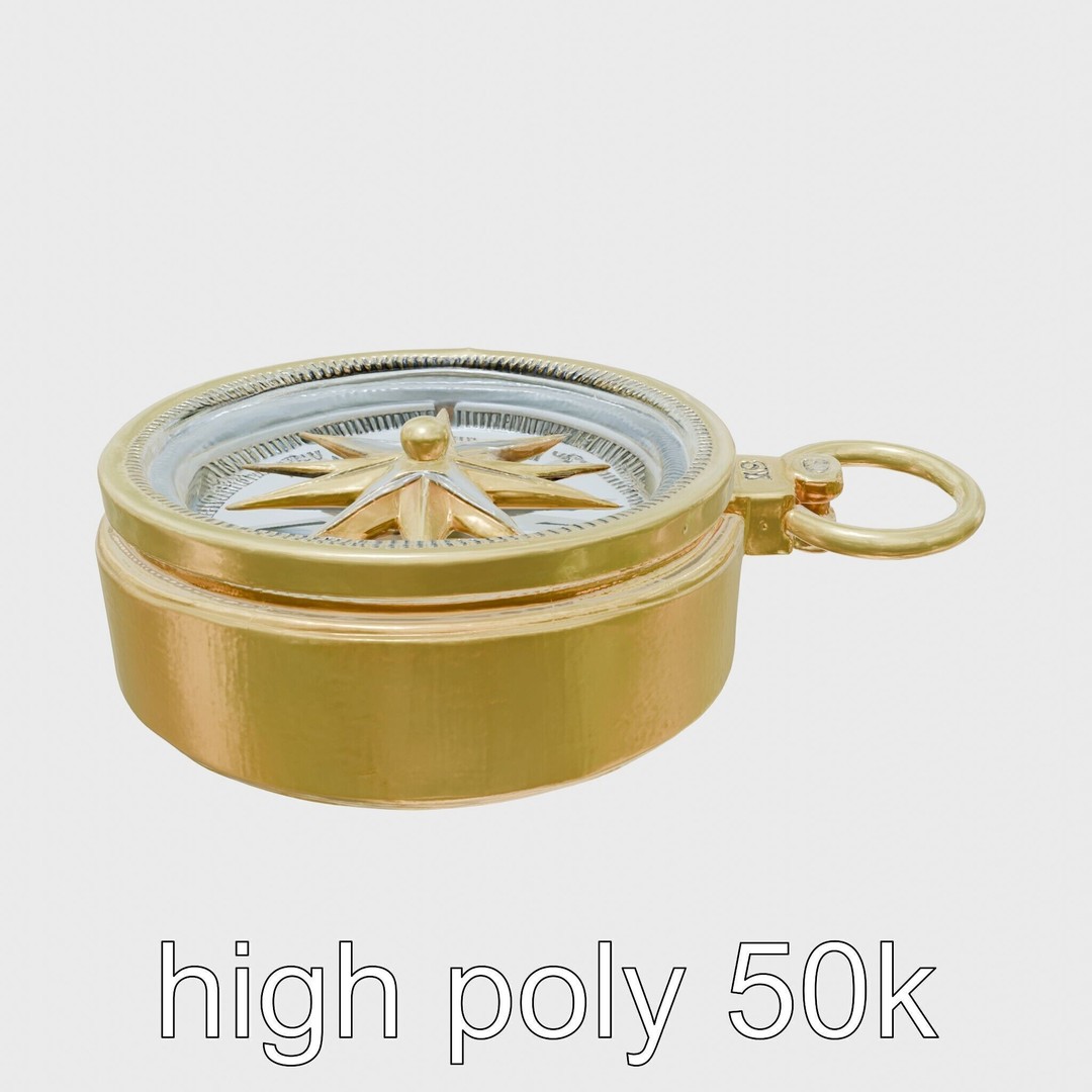 Elegant Brass Nautical Compass 3D Model – Low Poly PBR Asset, FBX - View 28