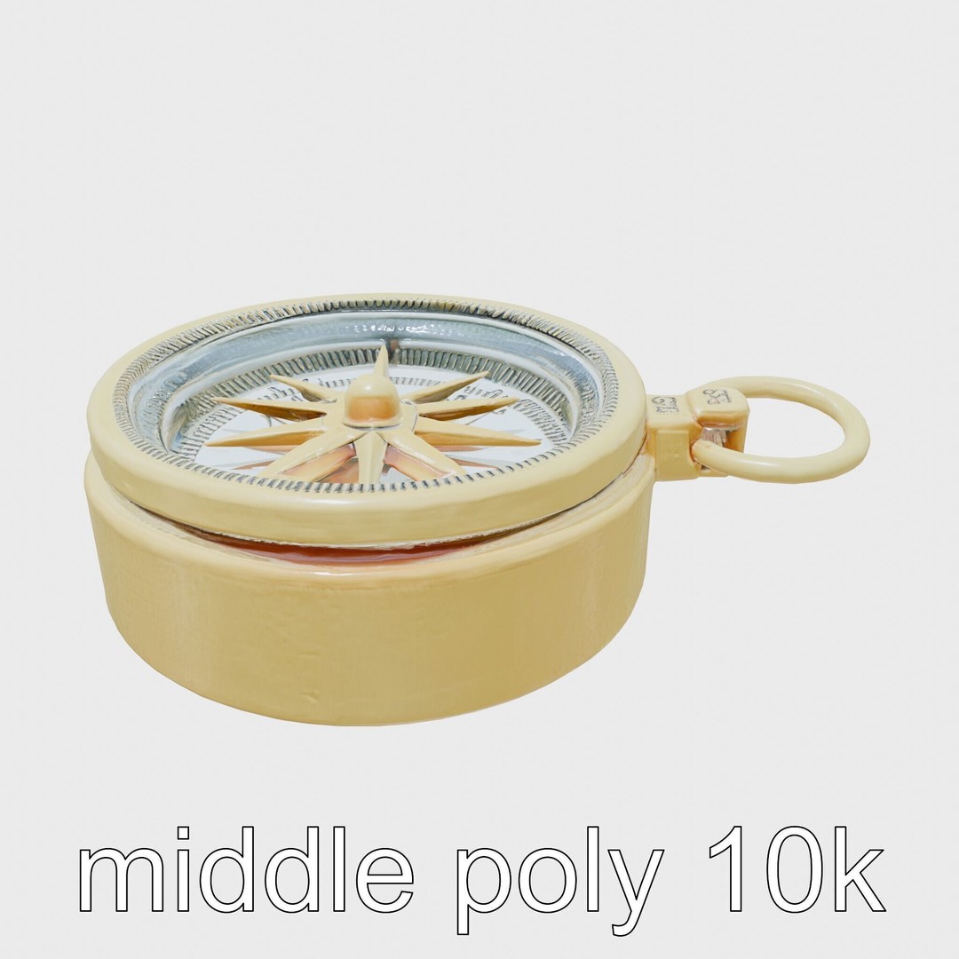 Elegant Brass Nautical Compass 3D Model – Low Poly PBR Asset, FBX - View 31