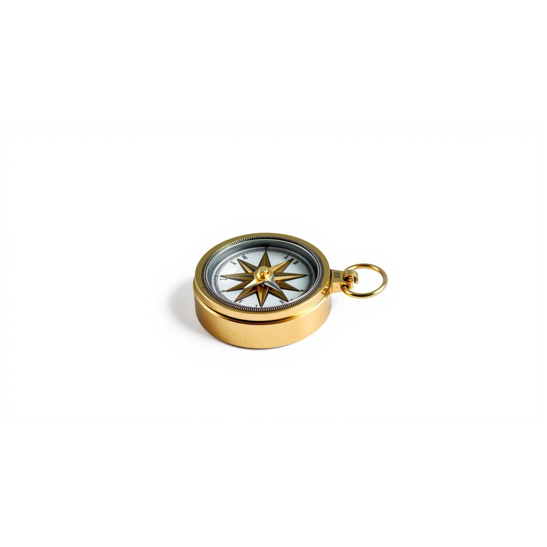 Elegant Brass Nautical Compass 3D Model – Low Poly PBR Asset, FBX - View 5