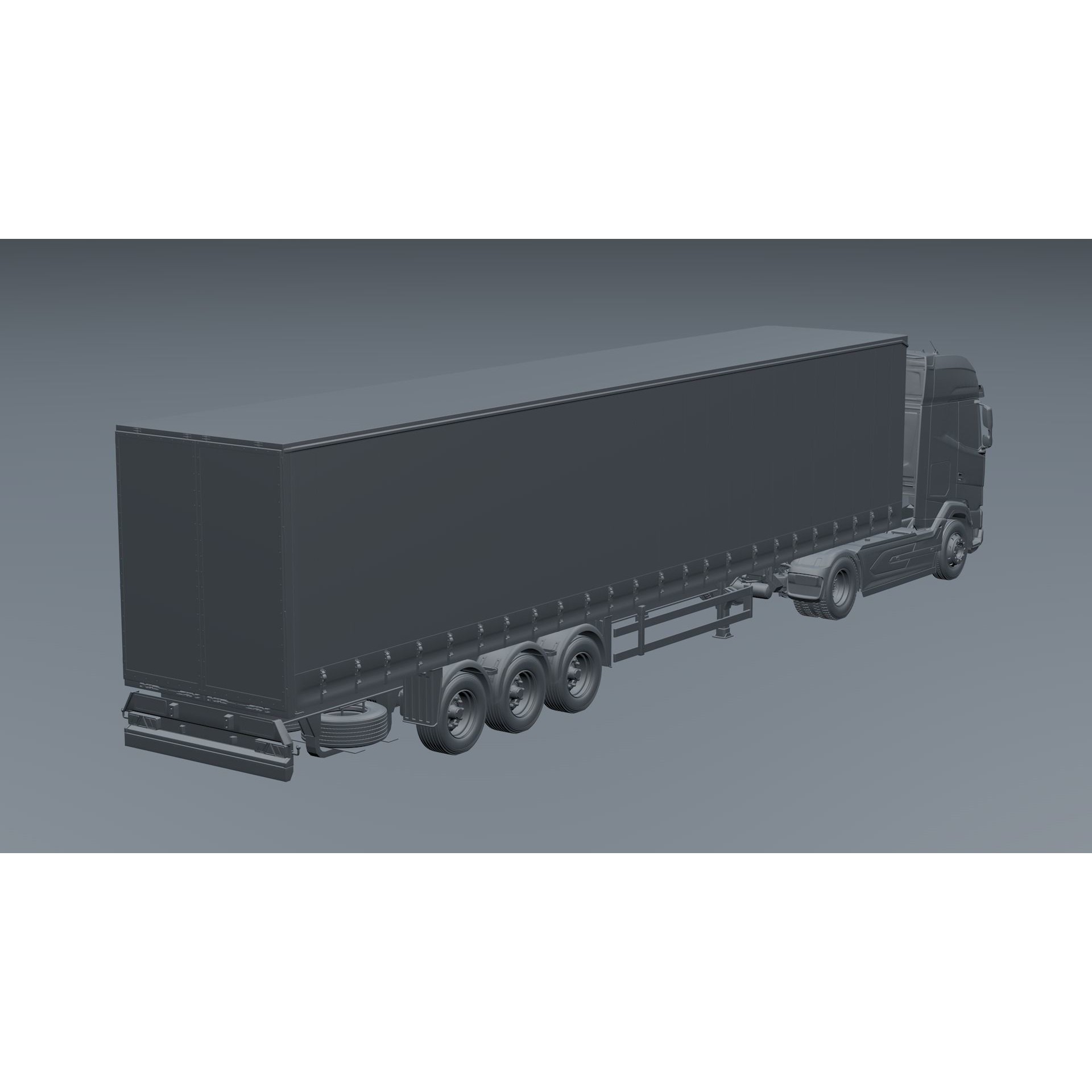 2021 DAF XG 480 Sider Trailer - High-Detail 3D Model - View 19