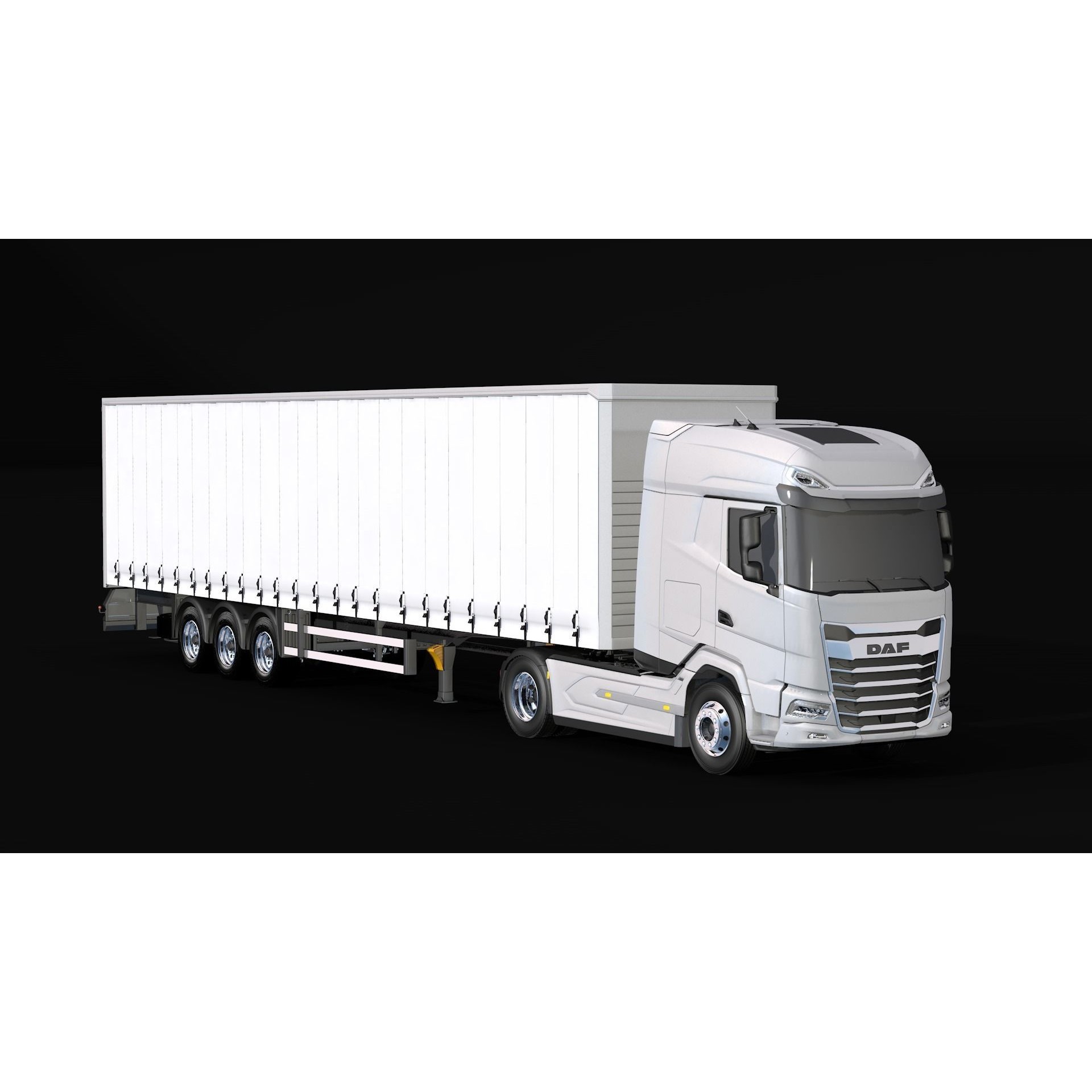 2021 DAF XG 480 Sider Trailer - High-Detail 3D Model - View 3